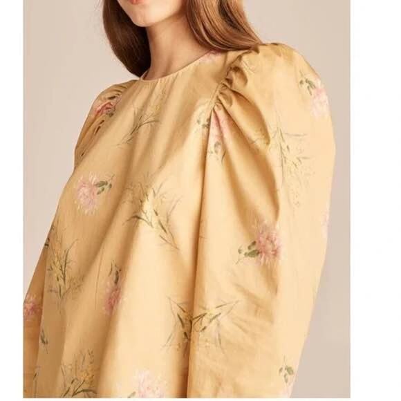 Rebecca Taylor Tops - Rebecca Taylor Women’s Medium Sylvie Fleur Yellow Floral Puff Sleeve Top